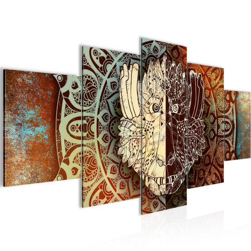 Runa Art Bild Wohnzimmer Schlafzimmer Mandala Abstrakt 5 Teilig Kupfer Beige Braun Wandbilder auf Vlies Leinwand 040153a