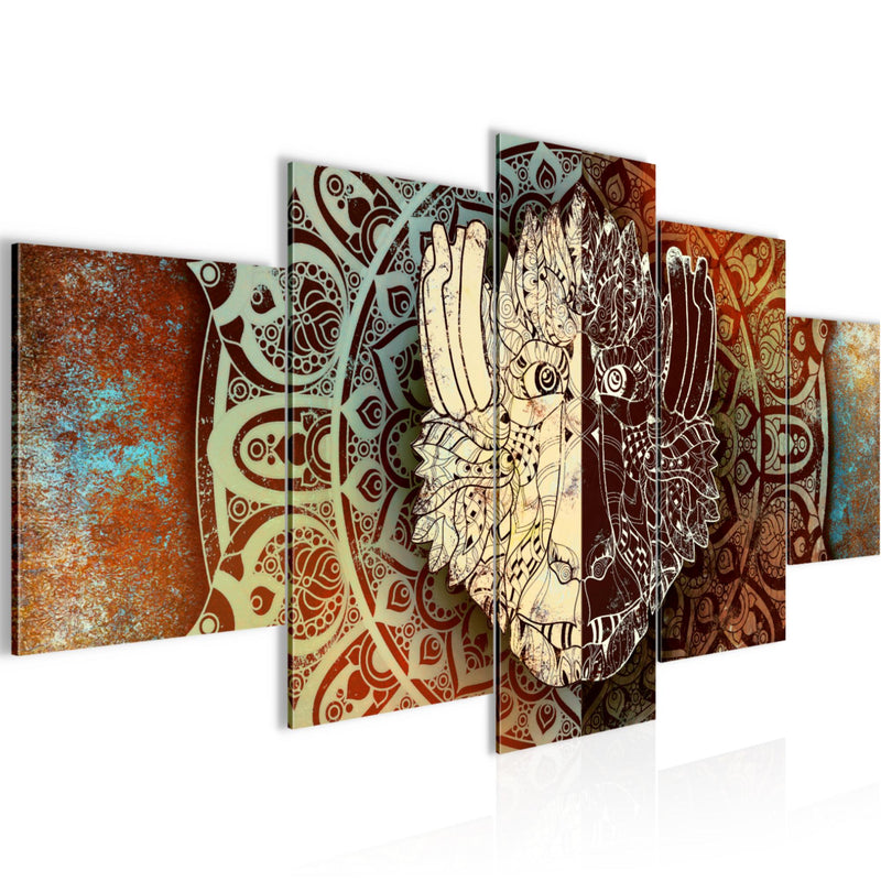 Runa Art Bild Wohnzimmer Schlafzimmer Mandala Abstrakt 5 Teilig Kupfer Beige Braun Wandbilder auf Vlies Leinwand 040153a