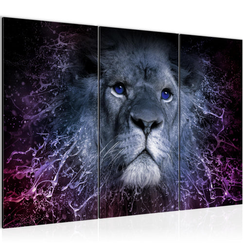 Runa Art Wandbilder Sternzeichen Löwe Bild XXL Wohnzimmer Schlafzimmer Lila Abstrakt Tiere 120 x 80 cm 3 Teilig 040731c