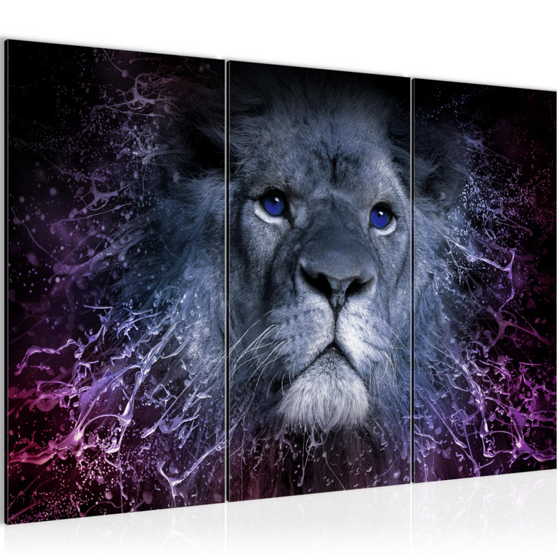 Runa Art Wandbilder Sternzeichen Löwe Bild XXL Wohnzimmer Schlafzimmer Lila Abstrakt Tiere 120 x 80 cm 3 Teilig 040731c