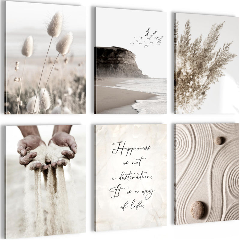Novart Wandbilder - KEIN EXTRA RAHMEN BENÖTIGT - Wohnzimmer Schlafzimmer - Bilder Modern Strand Boho - Beige - N028165a