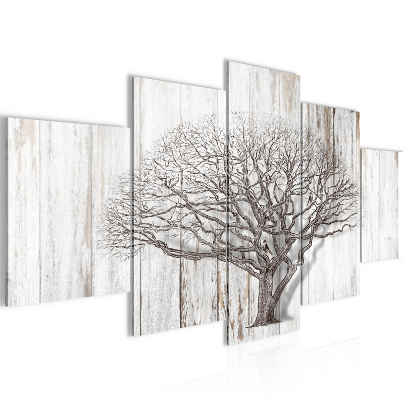 Runa Art Bild Wohnzimmer Baum Abstrakt 5 Teilig Holzmotiv Schwarz Weiss Wandbilder auf Vlies Leinwand 039953b