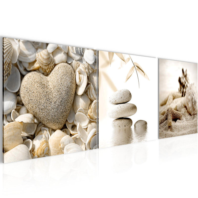 Runa Art - Bilder Love 120 x 40 cm 3 Teilig Wandbild auf Vlies Leinwand Herzstein Mehrteilig Modern 501633a