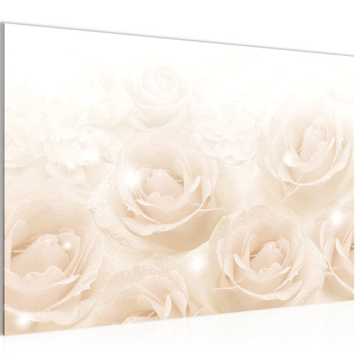 Runa Art Bild Blumen Rosen Modern Wandbilder Wohnzimmer 1 Teilig - Made In Germany - Vintage Beige Flur 017215c