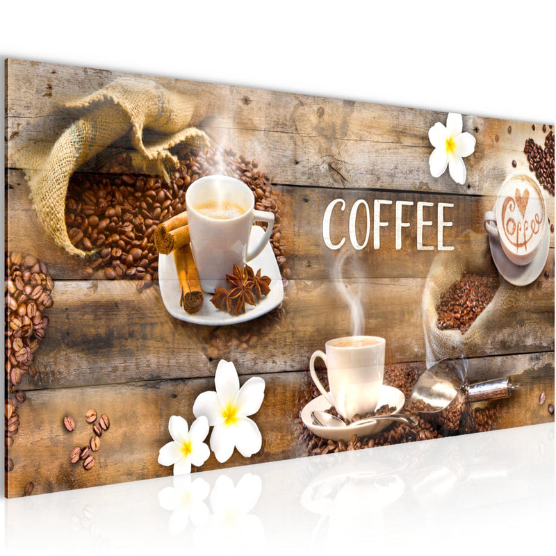 Runa Art Wandbild Küche 100 x 40 cm Modern Bild auf Vlies Leinwand Kaffee Küche Kaffee 027112a