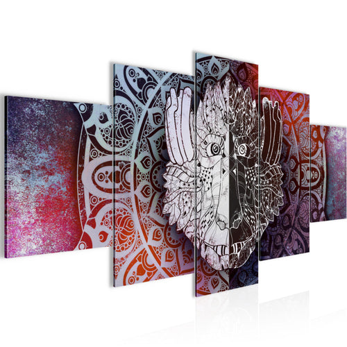 Runa Art Bild Wohnzimmer Schlafzimmer Mandala Abstrakt 5 Teilig Orientalisch Lila Violett Wandbilder auf Vlies Leinwand 040153b
