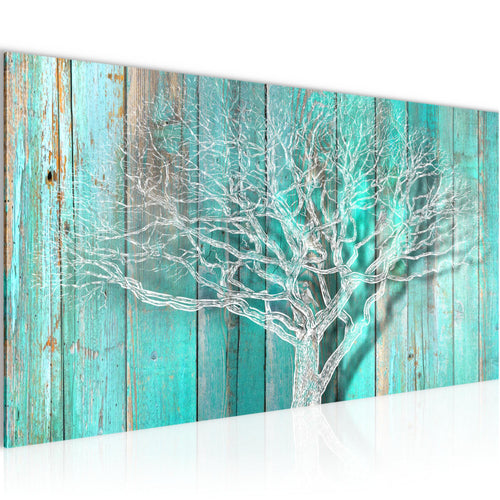 Runa Art Wandbild Baum Abstrakt 1 Teilig 100 x 40 cm Modern Bild auf Vlies Leinwand Holzmotiv Wohnzimmer Beige Braun 039912a