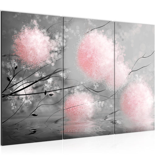 Runa Art Wandbilder Pusteblumen Bild XXL Wohnzimmer Schlafzimmer Grau Rosa Abstrakt 120 x 80 cm 3 Teilig 044231b