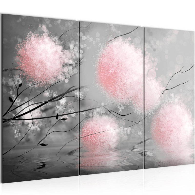 Runa Art Wandbilder Pusteblumen Bild XXL Wohnzimmer Schlafzimmer Grau Rosa Abstrakt 120 x 80 cm 3 Teilig 044231b