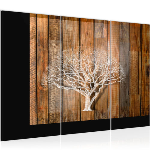 Runa Art Wandbilder Baum Abstrakt Bild XXL Wohnzimmer Beige Braun Holzmotiv 120 x 80 cm 3 Teilig 039931a
