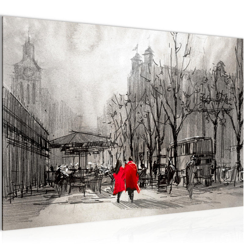 Runa Art Bild London Modern Wandbilder Wohnzimmer Schlafzimmer 1 Teilig - Made In Germany - Stadt Abstrakt Grau Flur 009715c