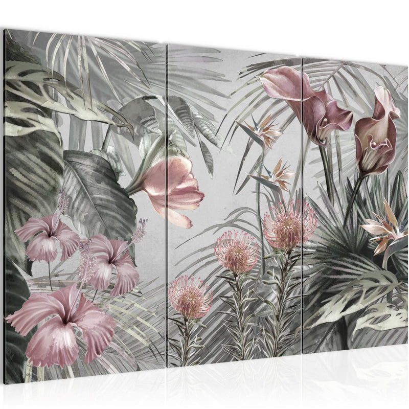 Runa Art Wandbilder Blumen Bild XXL Wohnzimmer Schlafzimmer Grau Vintage Natur 120 x 80 cm 3 Teilig 043331c