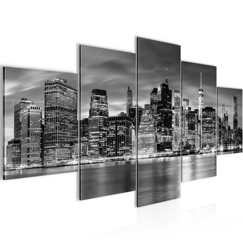 Runa Art - Bilder New York City 200 x 100 cm 5 Teilig XXL Wanddekoration Design Schwarz Weiss 010051b