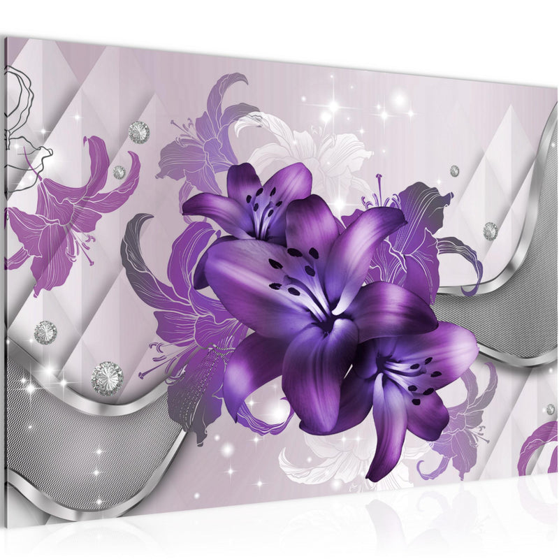 Runa Art Bild Blumen Lilien Modern Wandbilder Wohnzimmer 1 Teilig - Made In Germany - Abstrakt Violett Lila Flur 016515c