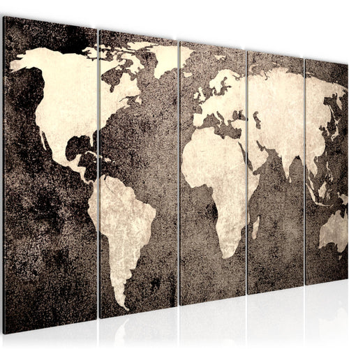 Runa Art Bild Weltkarte Wandbilder auf Vlies Leinwand 5 Teilig Wanddekoration Büro Wohnzimmer 101756c