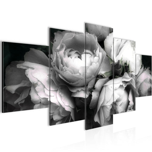 Runa Art - Bilder Blumen Rosen 200 x 100 cm 5 Teilig XXL Wanddekoration Design Schwarz Bunt 039151c