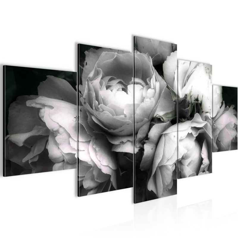 Runa Art - Bilder Blumen Rosen 200 x 100 cm 5 Teilig XXL Wanddekoration Design Schwarz Bunt 039151c