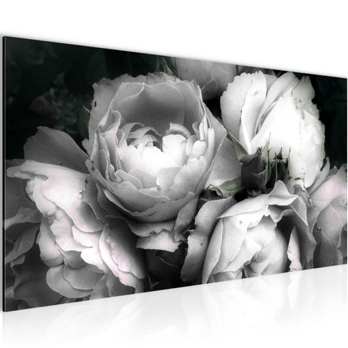Runa Art Wandbild Blumen Rosen 1 Teilig 100 x 40 cm Modern Bild auf Vlies Leinwand Vintage Wohnzimmer Schwarz Bunt 039112c