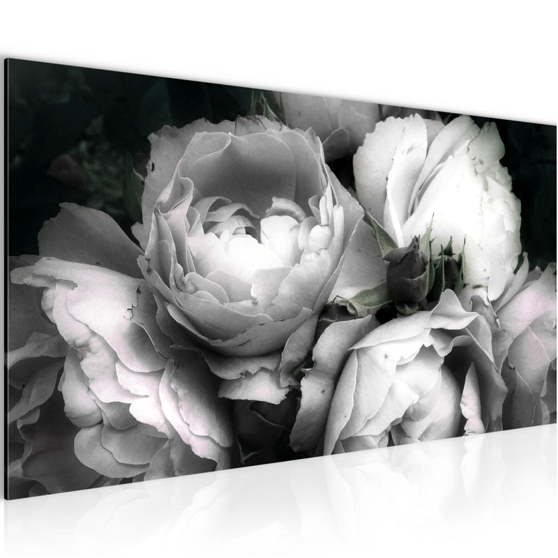 Runa Art Wandbild Blumen Rosen 1 Teilig 100 x 40 cm Modern Bild auf Vlies Leinwand Vintage Wohnzimmer Schwarz Bunt 039112c