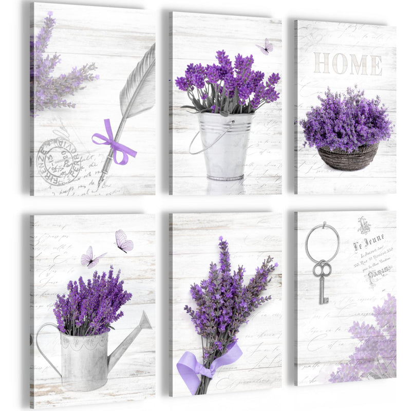 Novart Wandbilder Set Home Provence - KOMPLETT AUFHÄNGFERTIG - Made in Germany - Moderne Bilder  Wohnzimmer Schlafzimmer - N002964a