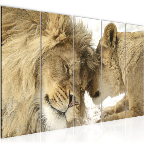 Runa Art Bild Löwen Liebe Wandbilder auf Vlies Leinwand 5 Teilig Wanddekoration Wohnzimmer Schlafzimmer 002156a
