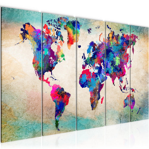 Runa Art Bild Weltkarte Wandbilder auf Vlies Leinwand 5 Teilig Wanddekoration Büro Wohnzimmer 013356a