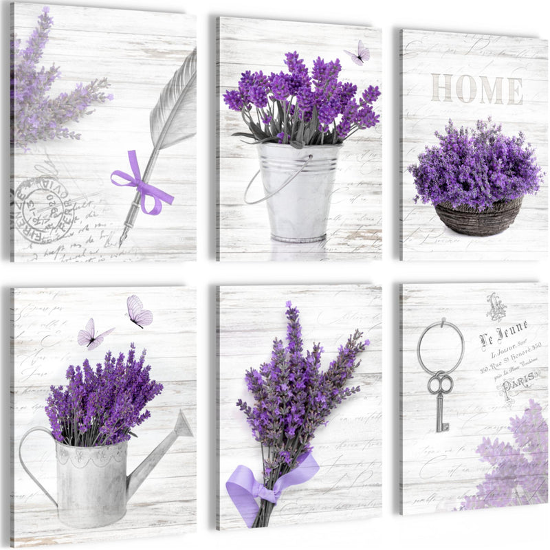 Novart Wandbilder - KEIN EXTRA RAHMEN BENÖTIGT - Wohnzimmer Schlafzimmer - Bilder Modern Home Provence - Lavendel Viollet - N002965a