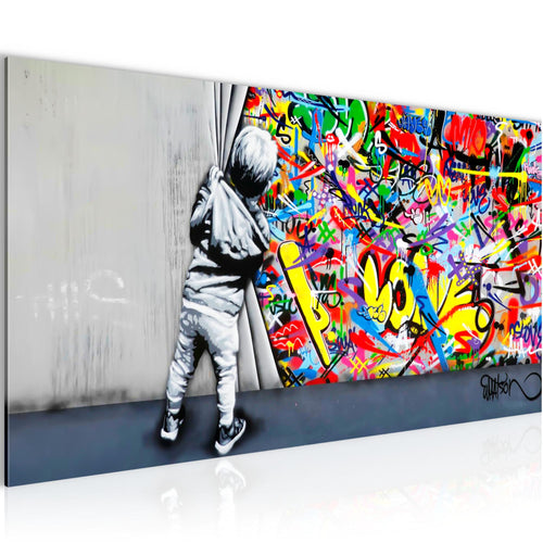 Runa Art Wandbild Kinderzimmer 100 x 40 cm Modern Bild auf Vlies Leinwand Grau Wohnzimmer Schlafzimmer Büro Kind 043512a