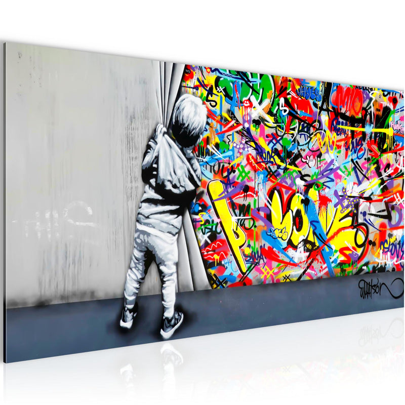 Runa Art Wandbild Kinderzimmer 100 x 40 cm Modern Bild auf Vlies Leinwand Grau Wohnzimmer Schlafzimmer Büro Kind 043512a