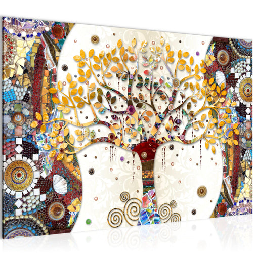 Runa Art Bild Modern Wandbilder Wohnzimmer Schlafzimmer 1 Teilig - Made In Germany - Gustav Klimt - Baum des Lebens Bunt Flur 004615a