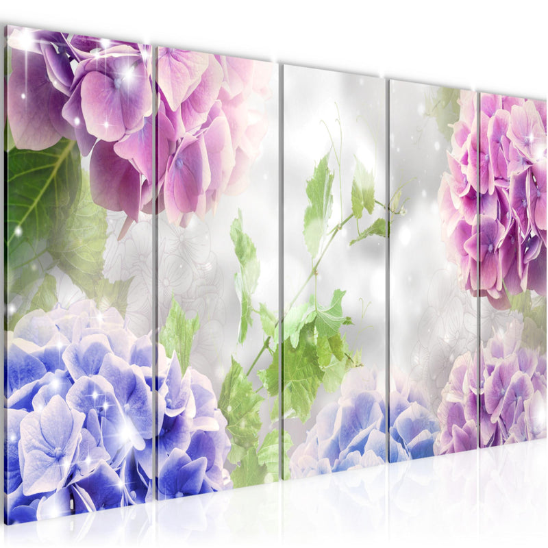 Runa Art Bild Blumen Hortensien Wandbilder auf Vlies Leinwand 5 Teilig Wanddekoration Wohnzimmer Schlafzimmer 017456c
