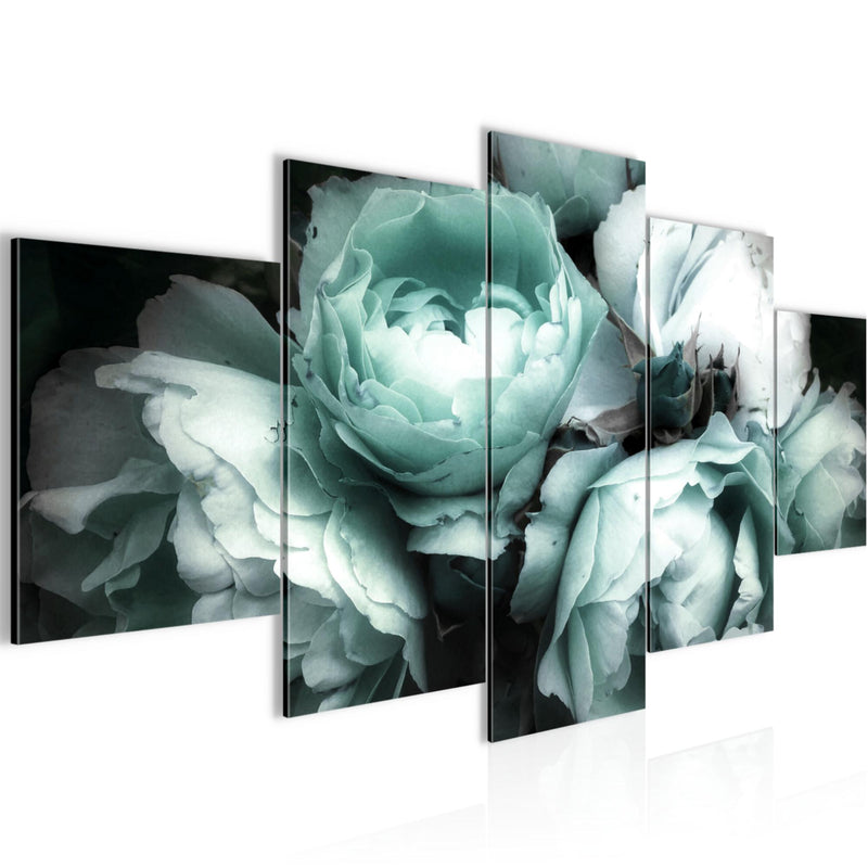 Runa Art - Bilder Blumen Rosen 200 x 100 cm 5 Teilig XXL Wanddekoration Design Schwarz Bunt 039151b
