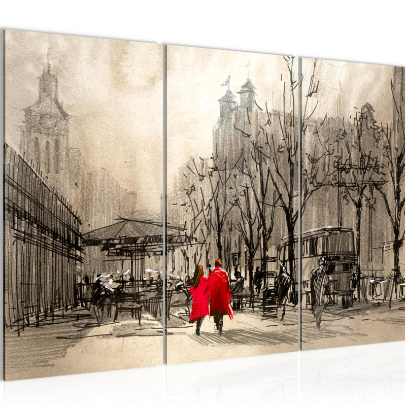 Runa Art Wandbilder London Bild XXL Wohnzimmer Schlafzimmer Braun Stadt Abstrakt 120 x 80 cm 3 Teilig 009731a