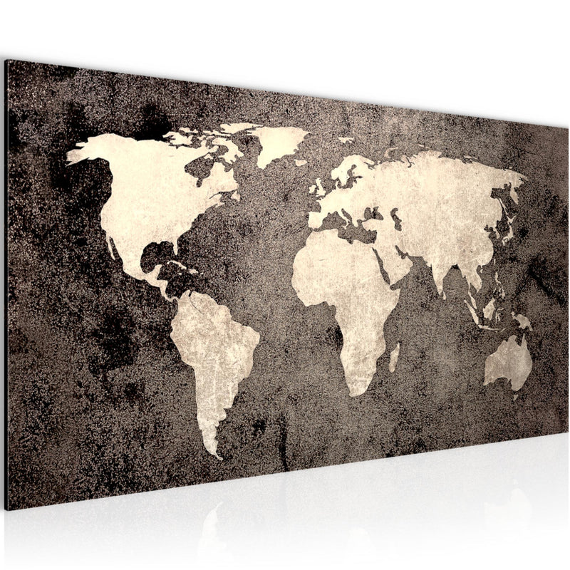 Runa Art Wandbild Weltkarte 1 Teilig 100 x 40 cm Modern Bild auf Vlies Leinwand Vintage Antik Büro Wohnzimmer Braun 101712c