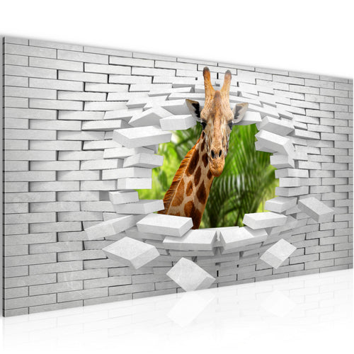 Runa Art Wandbild Giraffe Abstrakt 1 Teilig 100 x 40 cm Modern Bild auf Vlies Leinwand Steinwand Wohnzimmer Schlafzimmer Bunt 037412c