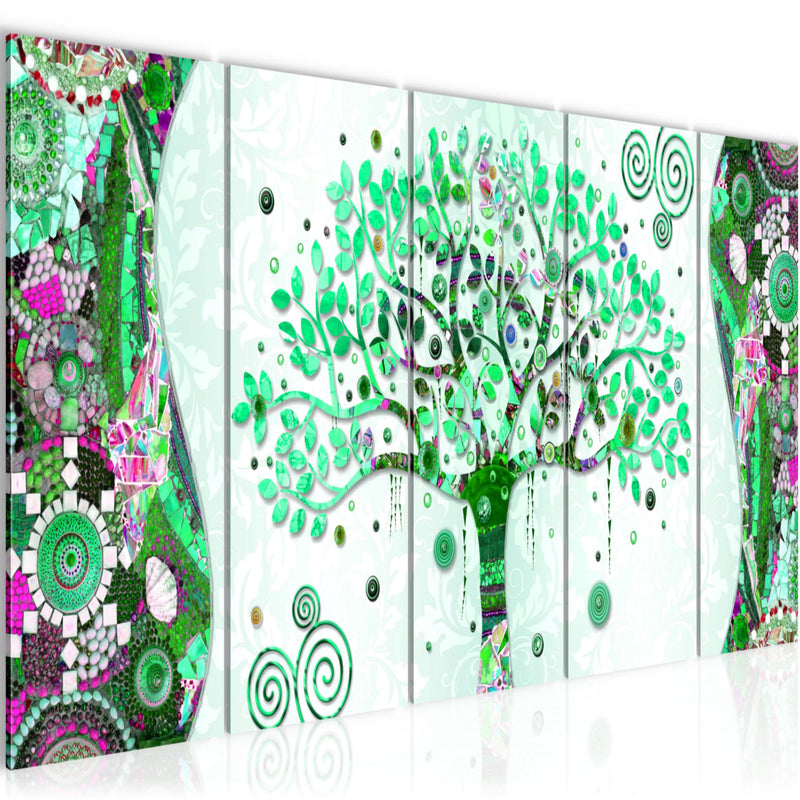 Runa Art Bild Gustav Klimt Baum des Lebens Wandbilder auf Vlies Leinwand 5 Teilig Wanddekoration Wohnzimmer 004656b