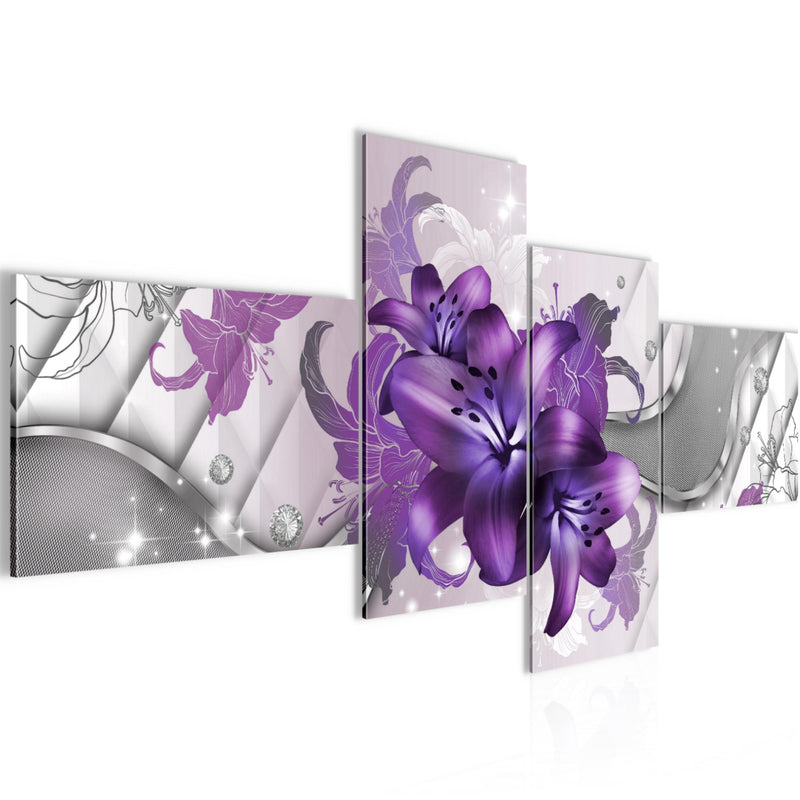 Runa Art Bild XXL 4 Teilig Blumen Lilien 200 x 100 cm Kunstdruck auf Vlies Leinwand Wanddeko Wohnzimmer Schlafzimmer 016541c