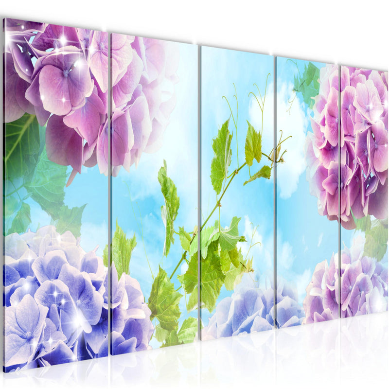 Runa Art Bild Blumen Hortensien Wandbilder auf Vlies Leinwand 5 Teilig Wanddekoration Wohnzimmer Schlafzimmer 017556c