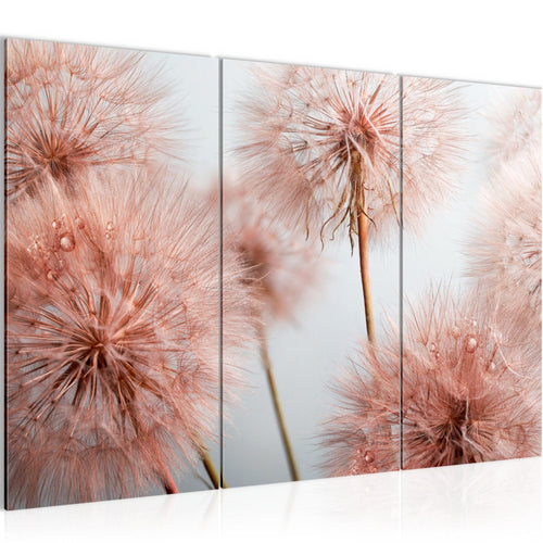 Runa Art Wandbilder Blumen Pusteblumen Bild XXL Wohnzimmer Schlafzimmer Grau Rosa Natur 120 x 80 cm 3 Teilig 042031a