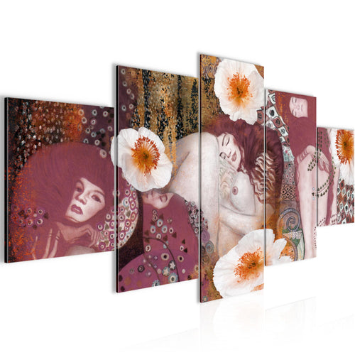 Runa Art - Bilder Collage Gustav Klimt 200 x 100 cm 5 Teilig XXL Wanddekoration Design Rosa 018551b