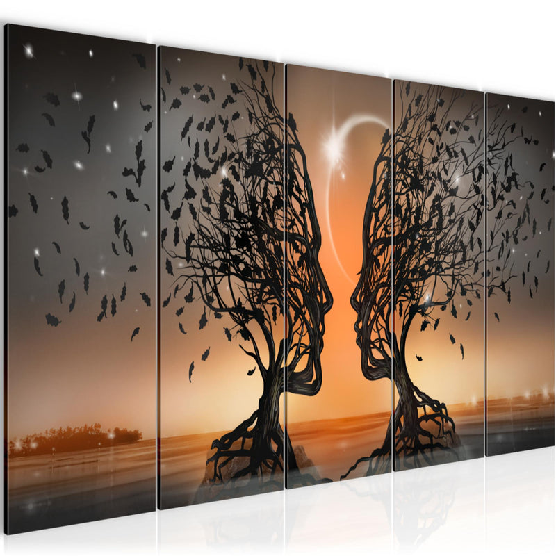 Runa Art Wandbild XXL Liebespaar Wohnzimmer Schlafzimmer 200 x 80 cm Orange 5 Teilig - Made in Germany - 044855c