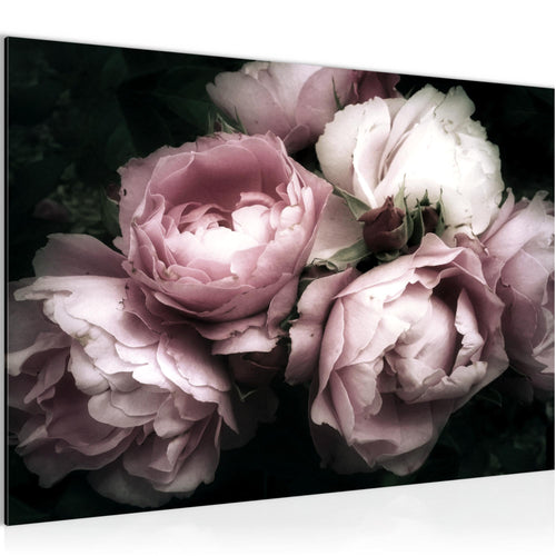 Runa Art Bild Blumen Rosen Modern Wandbilder Wohnzimmer 1 Teilig - Made In Germany - Vintage Schwarz Bunt Flur 039115a