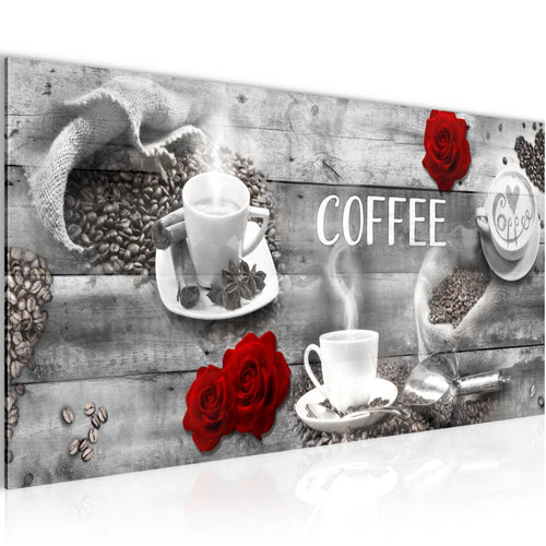 Runa Art Wandbild Küche 100 x 40 cm Modern Bild auf Vlies Leinwand Rot Küche Kaffee 027112c