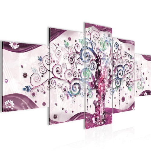 Runa Art - Bilder Gustav Klimt Baum des Lebens 200 x 100 cm 5 Teilig XXL Wanddekoration Design Rosa 003051c