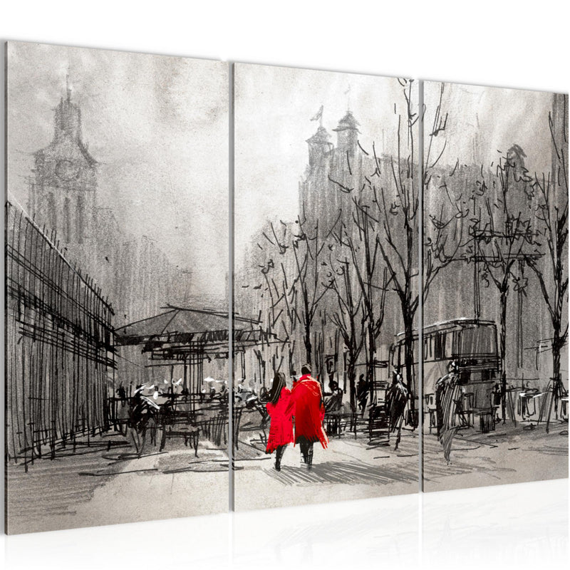 Runa Art Wandbilder London Bild XXL Wohnzimmer Schlafzimmer Grau Stadt Abstrakt 120 x 80 cm 3 Teilig 009731c