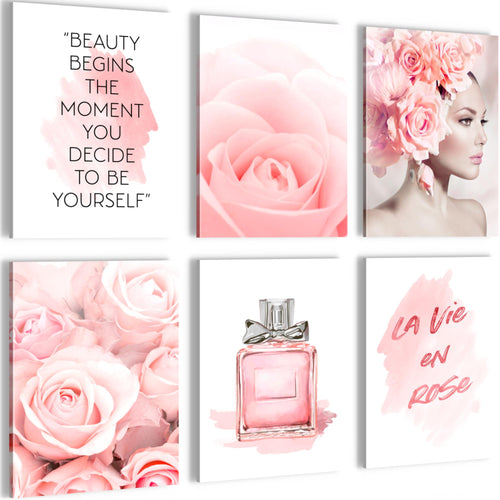 Novart Wandbilder - KEIN EXTRA RAHMEN BENÖTIGT - Wohnzimmer Mädchen Teenager - Bilder Modern Fashion - Rosa - N008565a
