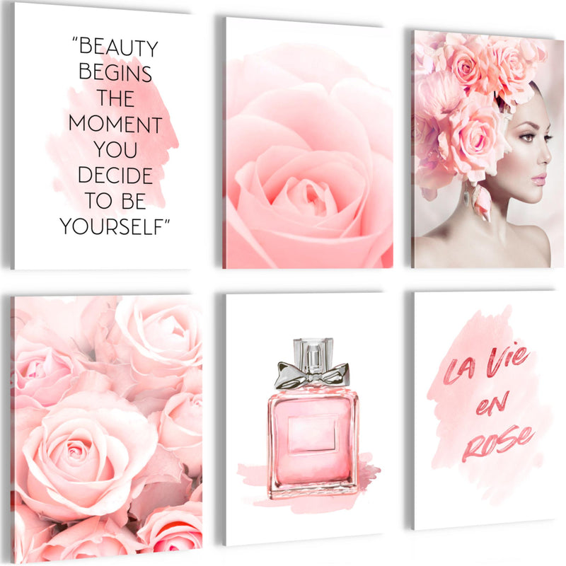 Novart Wandbilder - KEIN EXTRA RAHMEN BENÖTIGT - Wohnzimmer Mädchen Teenager - Bilder Modern Fashion - Rosa - N008565a