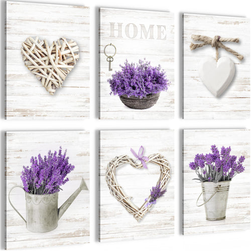 Novart Wandbilder - KEIN EXTRA RAHMEN BENÖTIGT - Wohnzimmer Schlafzimmer - Bilder Modern Home Provence - Lavendel Viollet - N003065a
