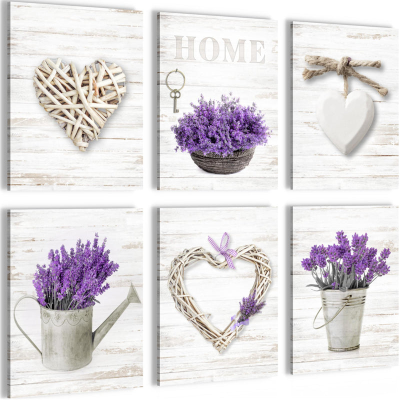 Novart Wandbilder - KEIN EXTRA RAHMEN BENÖTIGT - Wohnzimmer Schlafzimmer - Bilder Modern Home Provence - Lavendel Viollet - N003065a