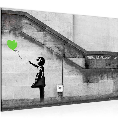 Runa Art Bild Banksy Ballon Girl Modern Wandbilder Loft Wohnzimmer 1 Teilig - Made In Germany - Street Art Grün Flur 301615b